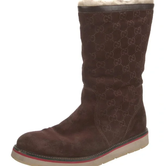 Unisex Gucci Suede Mid-Calf Boots